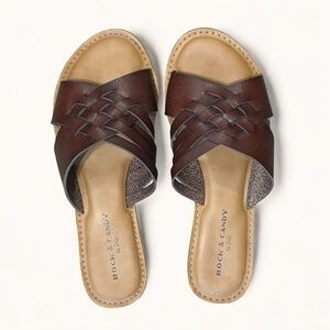 Rock & Candy Dark Brown Woven Slide Sandals